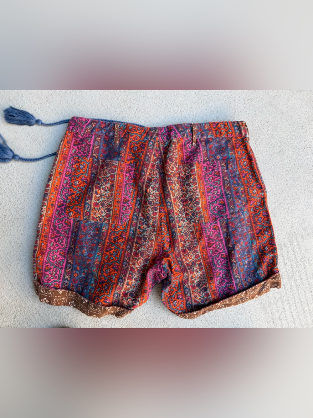 Sundance Kalini Linen Blend Mosaic Boho Shorts M - Picture 2 of 4